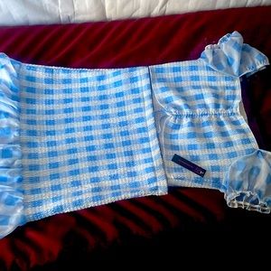 Plaid baby blue 2 piece set never worn plus size very stretchy